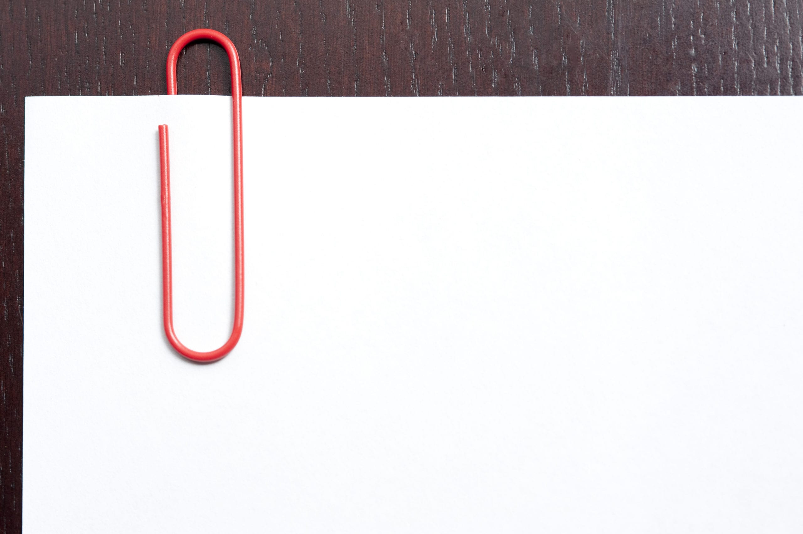 Red paperclip on blank paper Amir + Aleks Realty Team
